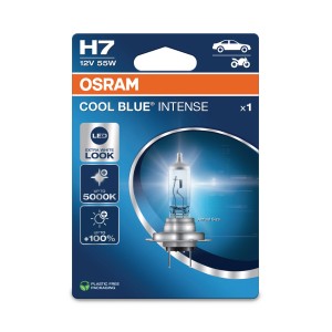 Osram H7 Cool Blue Intense Halogenlampe für Autoelektrik, extra weißes Licht, 1 Stück.