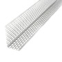 Silberner Aluminium Lüftungswinkel, L-förmig, mit feiner Lochung für Fassaden- und Dachbelüftung.