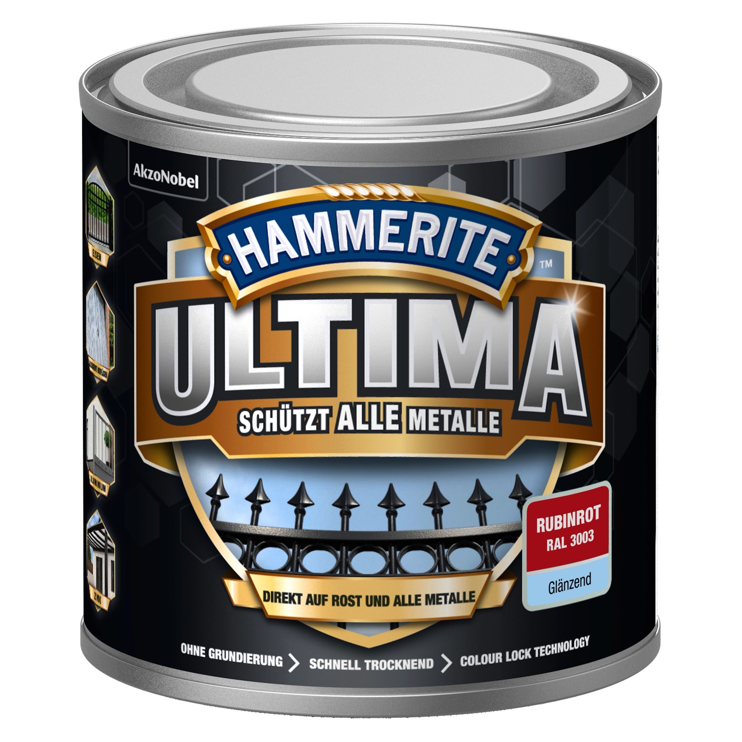 Hammerite Ultima Premium Metall-Schutzlack glänzend Rubinrot 250 ml