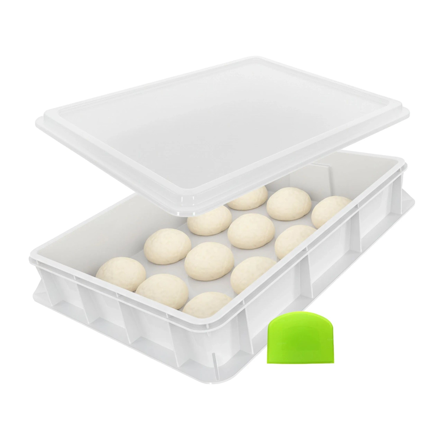 Relaxdays Pizzaballenbox Kunststoff Weiß Mit Deckel 60 x 40 x 13 cm 3 kg