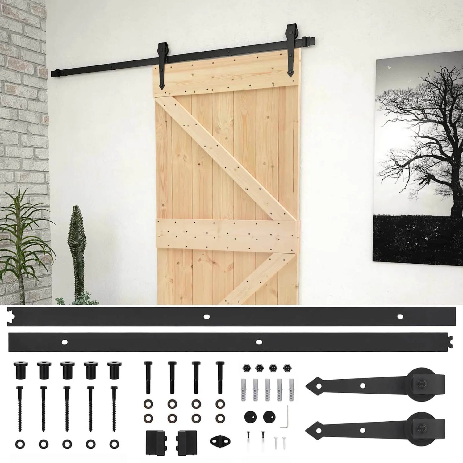 vidaXL Schiebetür Natur und Schwarz 100 x 210 cm 3444865