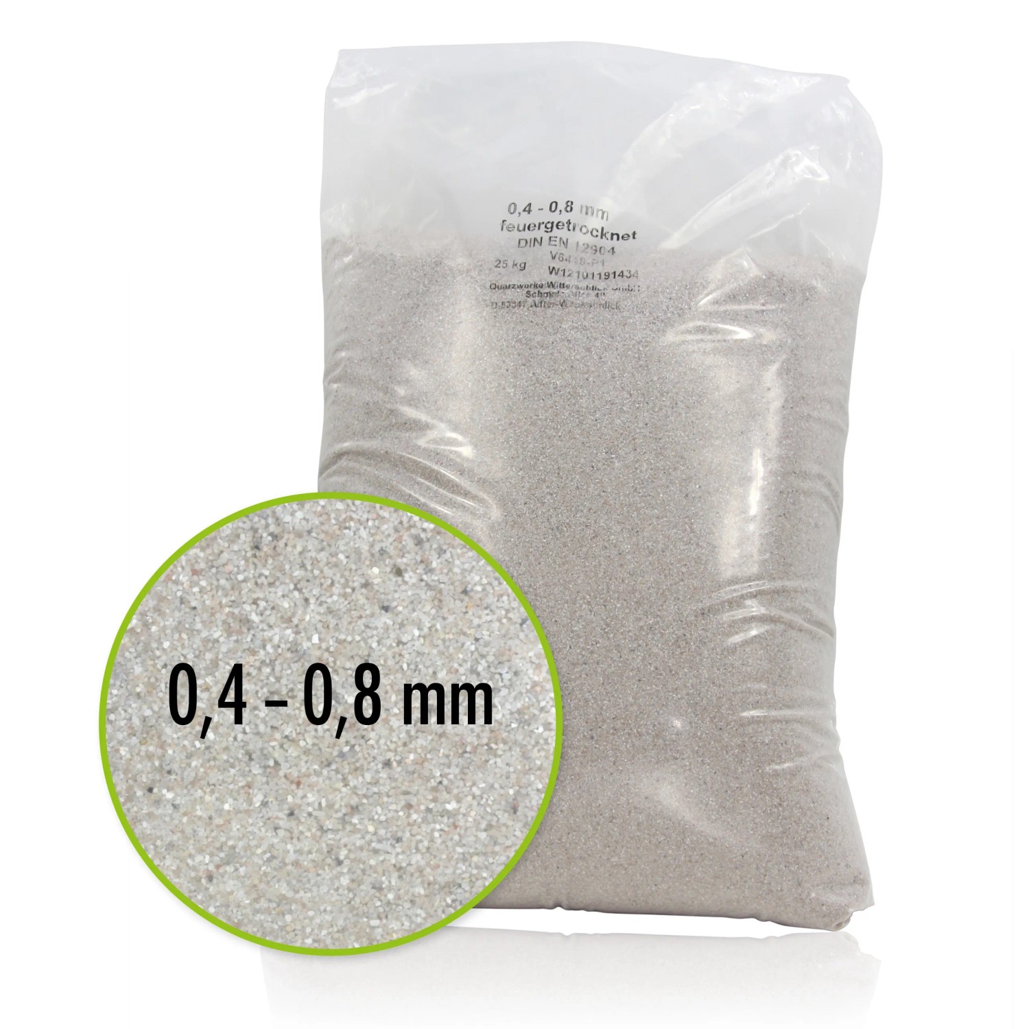 Sack Quarzsand Filtersand (0,4-0,8mm, 25kg) für Pool Sandfilteranlagen.