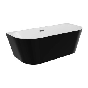 Vente-unique Vorwandbadewanne Divina, 180 cm, glänzend schwarz mit weißer Innenseite. Elegante Badewanne.
