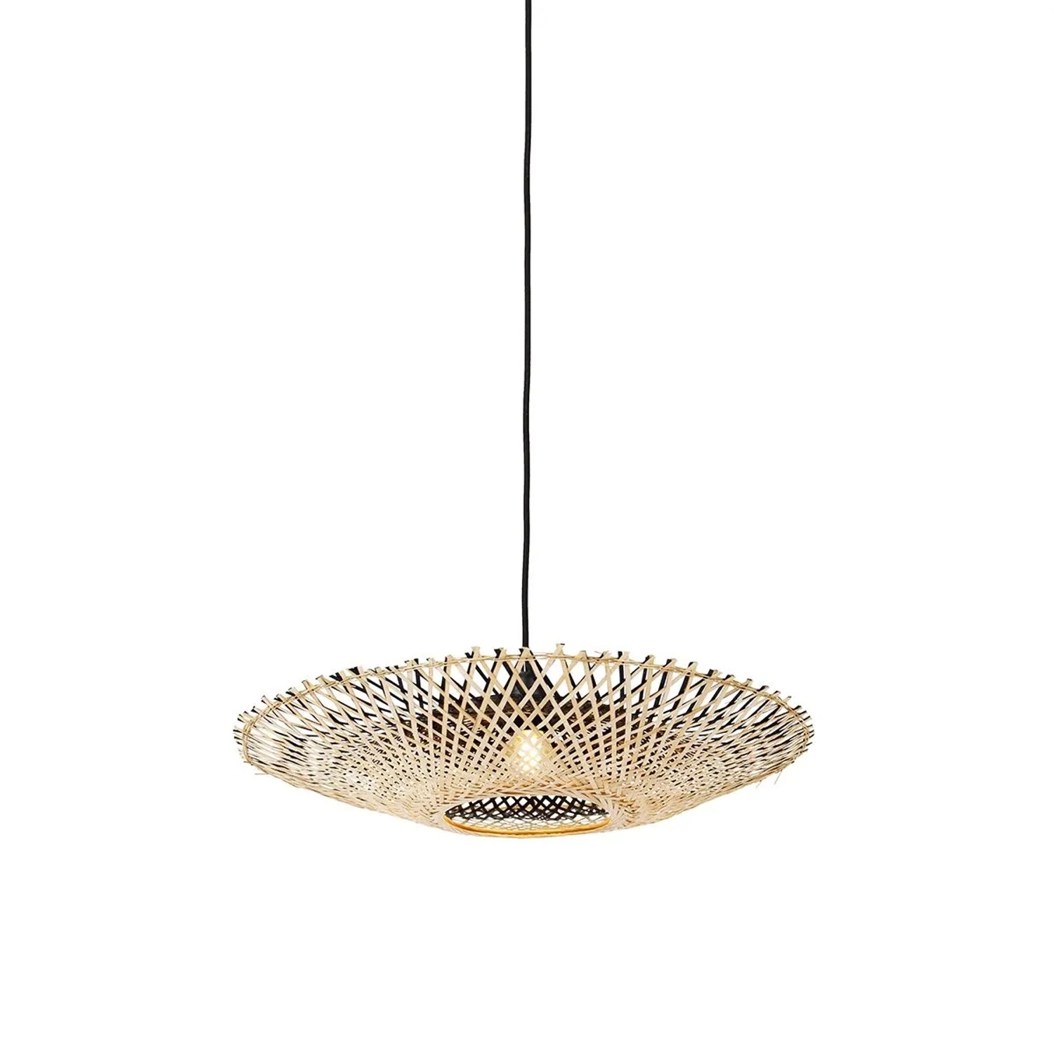 QAZQA Orientalische Hängelampe Schwarz mit Bambus 50cm Rina