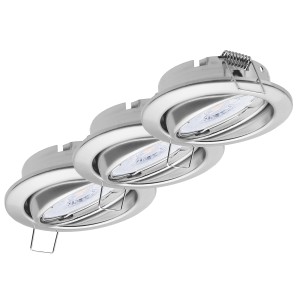 3er Set schwenkbare Einbauleuchten Dijon in Chrom mit LED Modul, warmweißes Licht für Lampen & Leuchten.