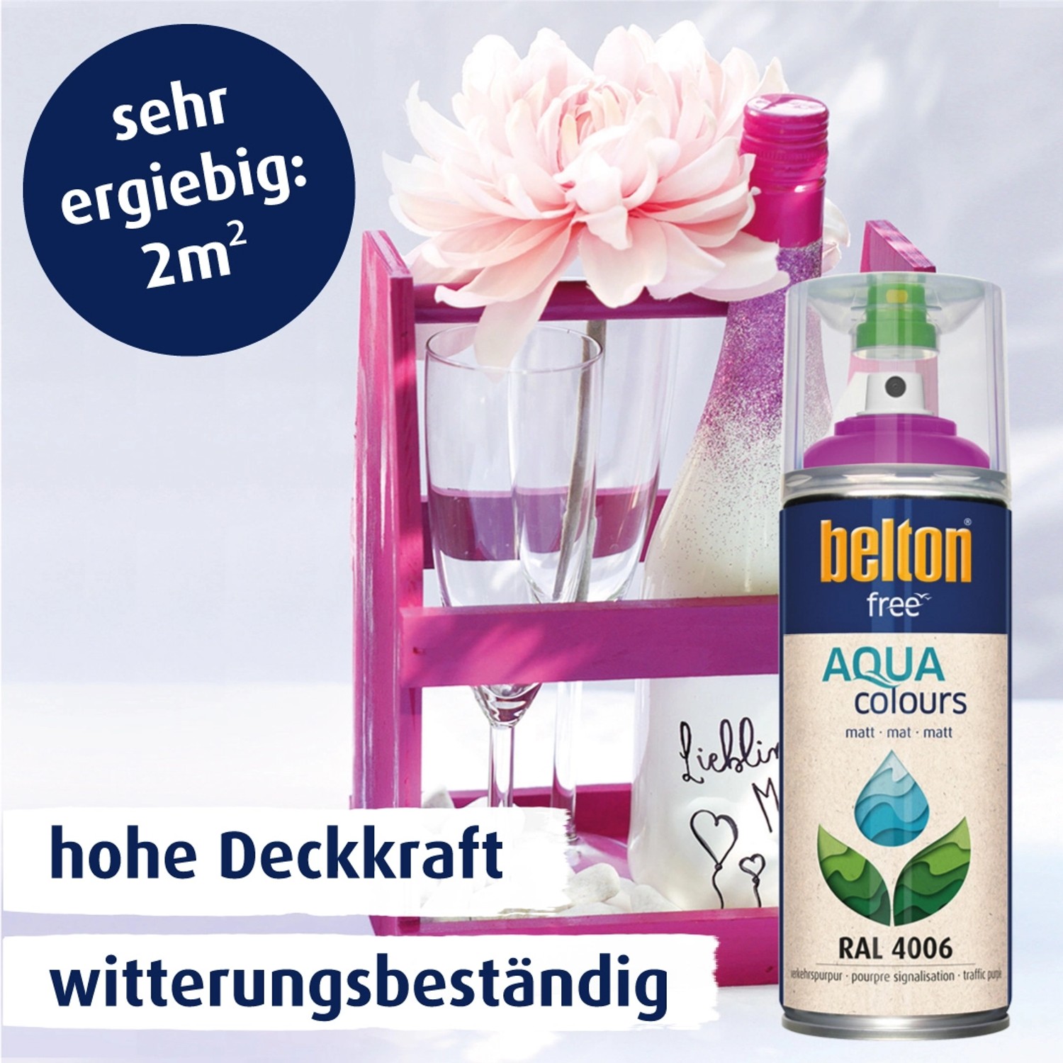 Belton Free AQUAcolours Buntlack RAL 4006 Verkehrspurpur matt 400ml Dose.