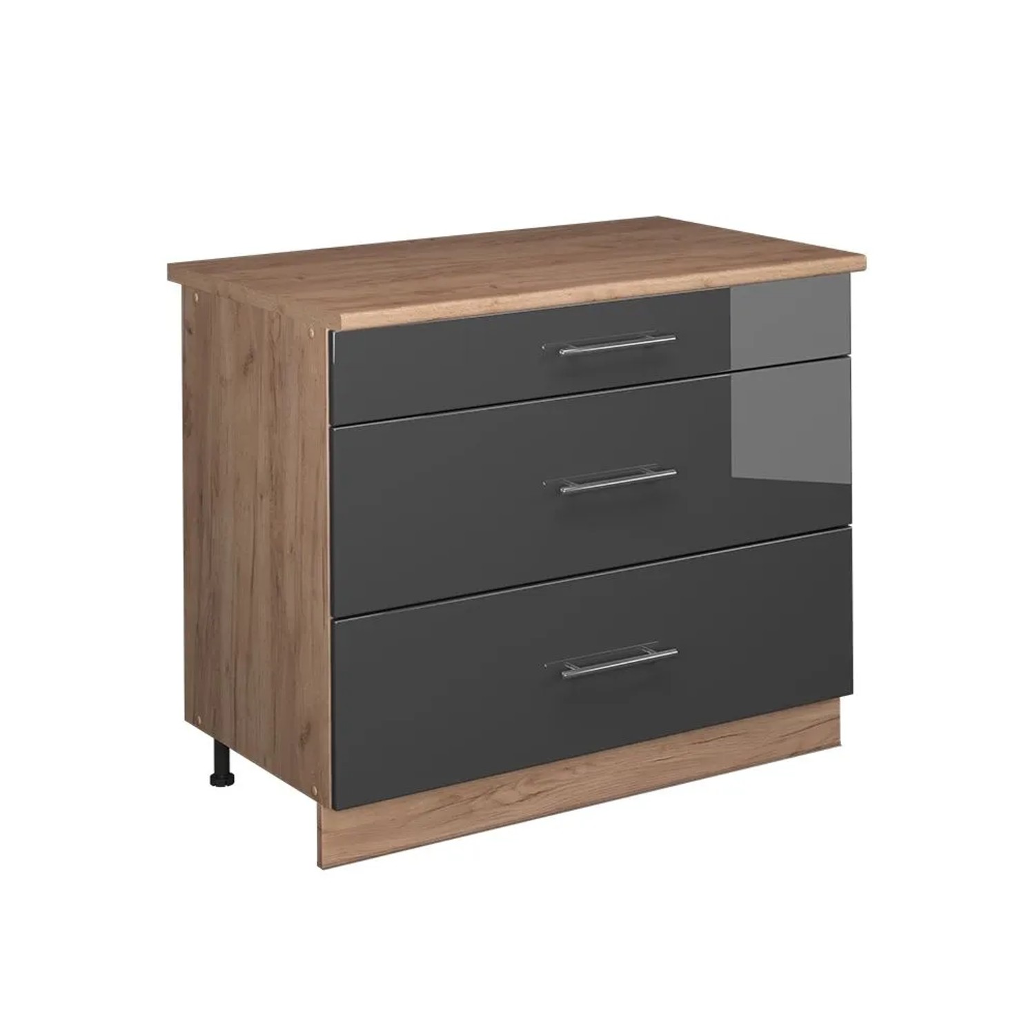 Vicco Küchenunterschrank Fame-Line Anthrazit Hochglanz/Goldkraft Eiche 100 x 82 AP Eiche Art Nr 62037