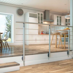 Dolle Geländer-Komplettset aus Aluminium, 150 cm, zur Wandmontage im Innenbereich.