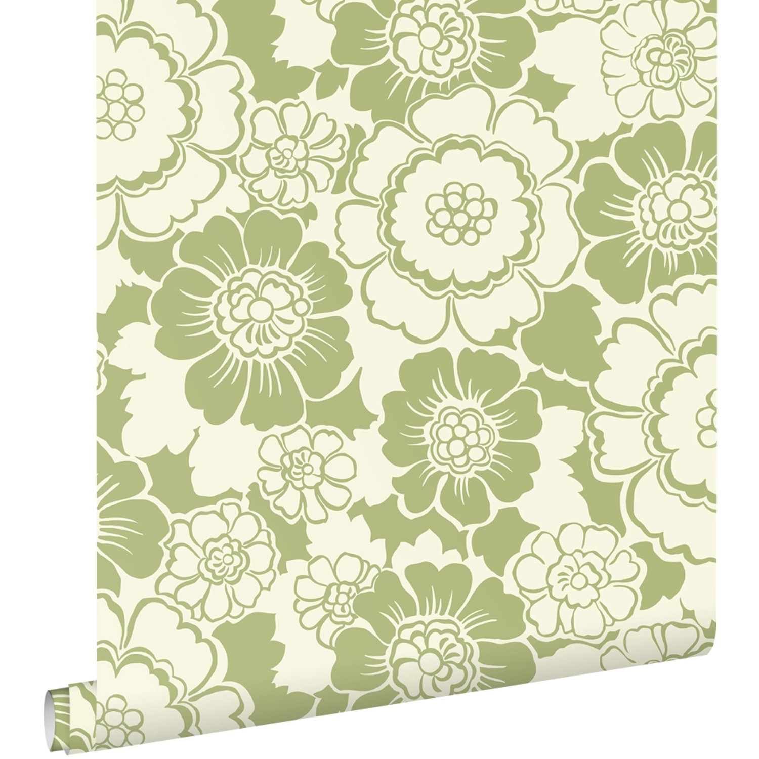 ESTAhome Tapete Retro Blumen Grün 50 x 900 cm günstig online kaufen