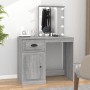 vidaXL Schminktisch mit LED-Spiegel, Grau Sonoma, aus Holzwerkstoff. Praktischer Stauraum für Make-up.