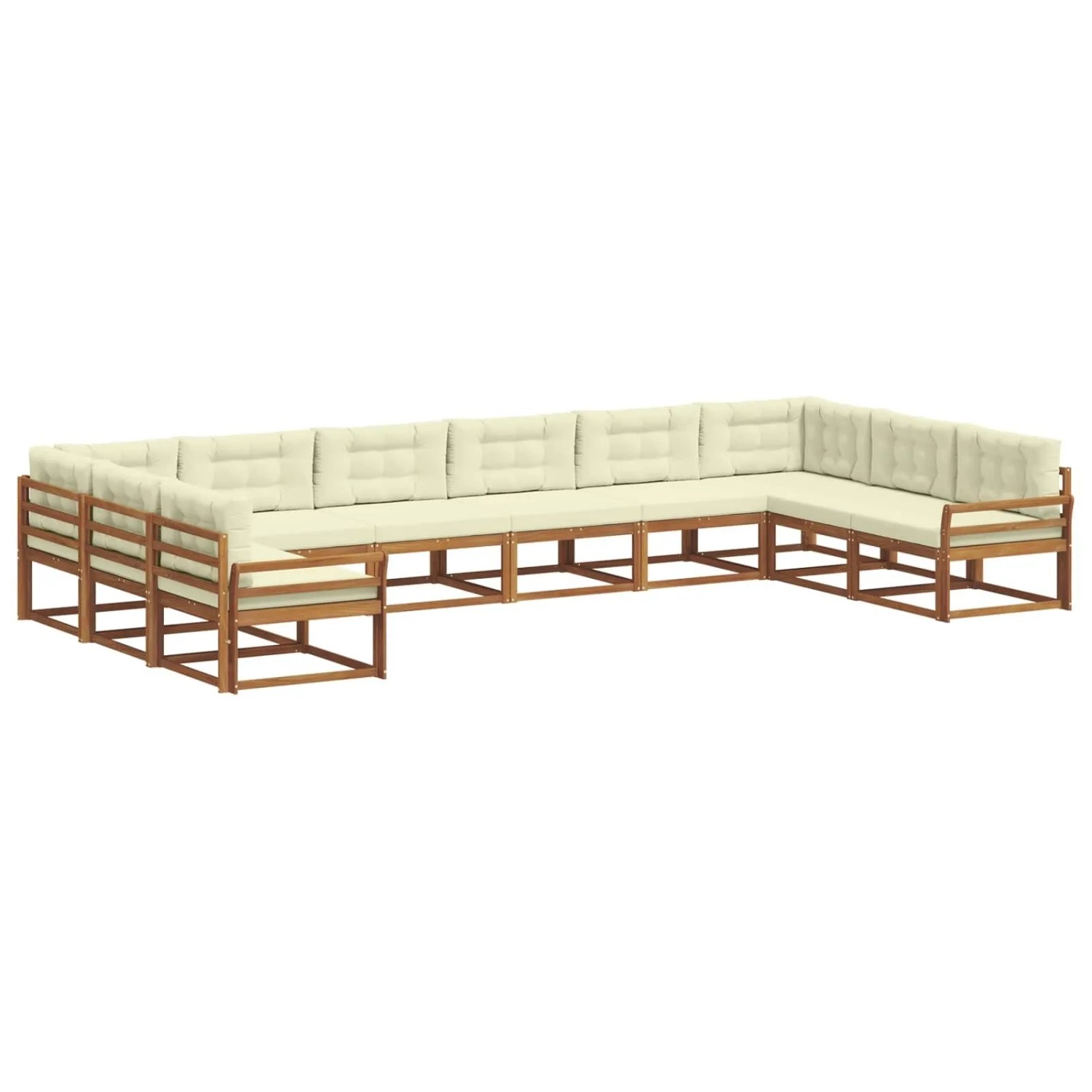 vidaXL Outdoor-Sofagarnitur mit Kissen 10-Tlg Natur und Creme 3368238