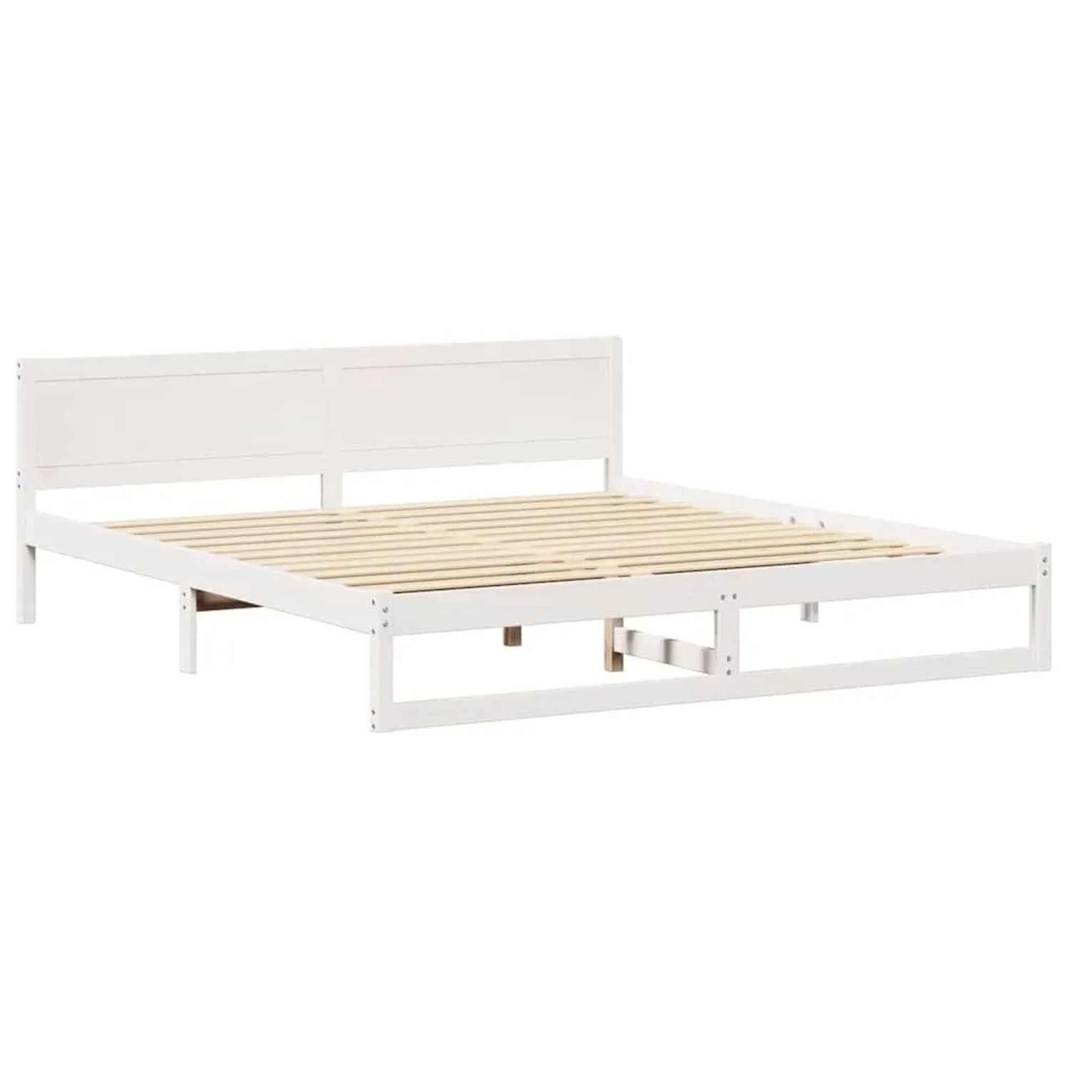 vidaXL Bettrahmen mit Kopfteil Weiß 200 x 200 cm Massives Kiefernholz 873260