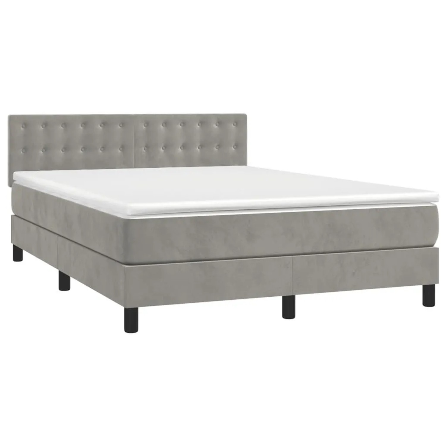 vidaXL Boxspringbett mit Matratze Hellgrau 140x190 cm Samt 3141539 günstig online kaufen