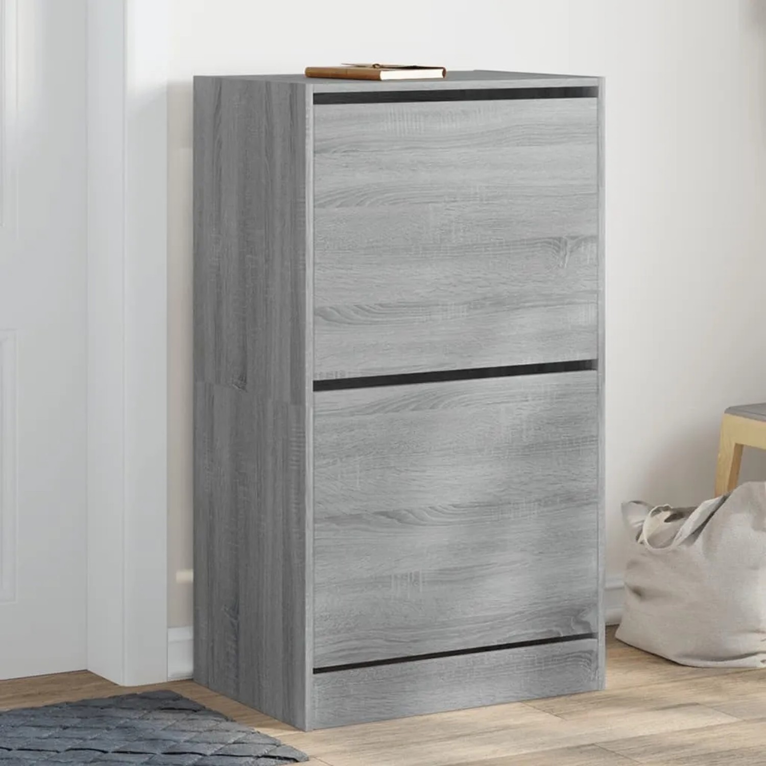 vidaXL Schuhschrank mit 2 Klappen Grau Sonoma 60x42x108 cm 3214390_2