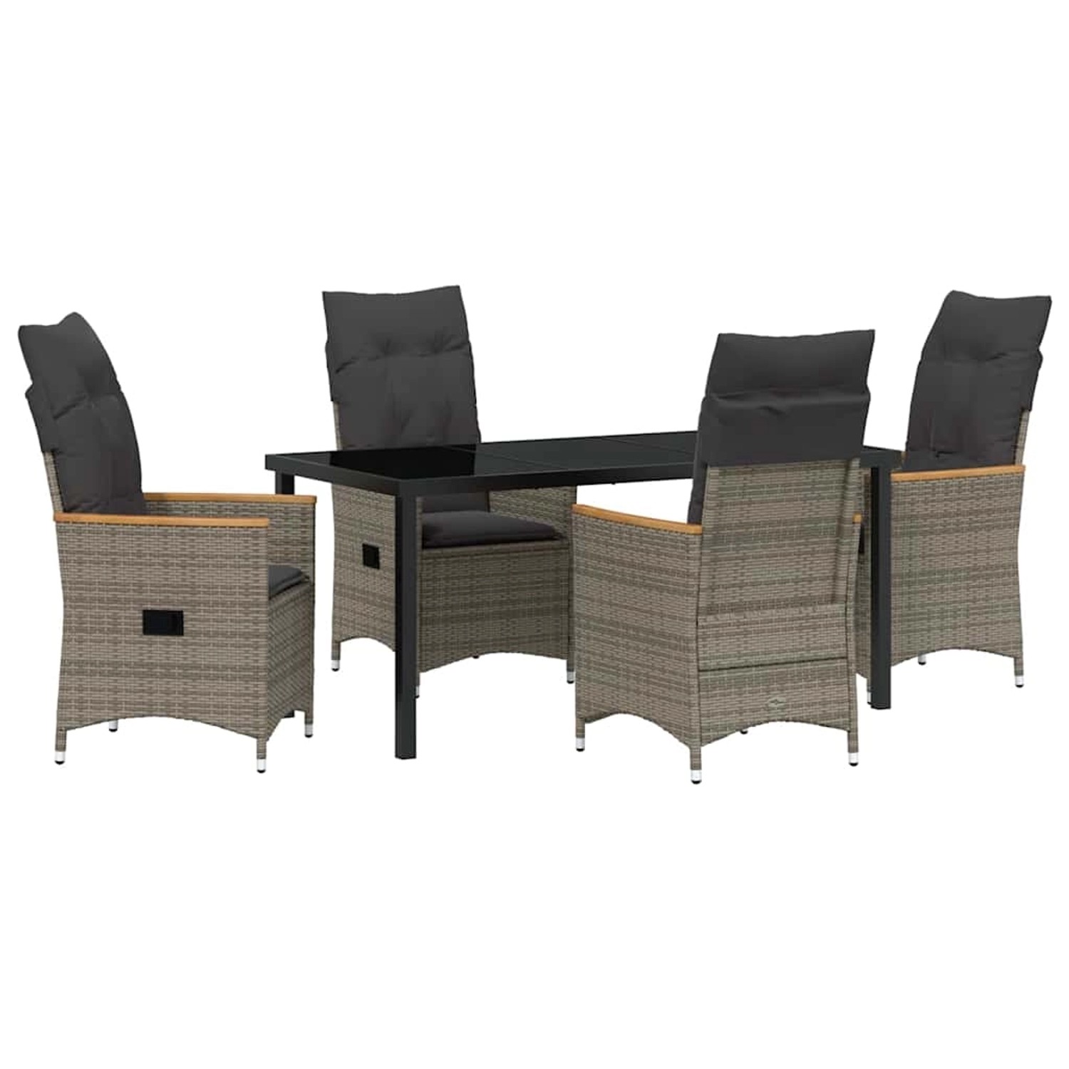 vidaXL Garten Essgruppe mit Kissen 5-Tlg Grau Poly Rattan 3379621 günstig online kaufen