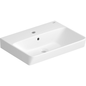 Weißes, rechteckiges baliv Wand- & Aufsatzwaschtisch Cleveland, 50,5 cm, mit Hahnloch und Überlauf.