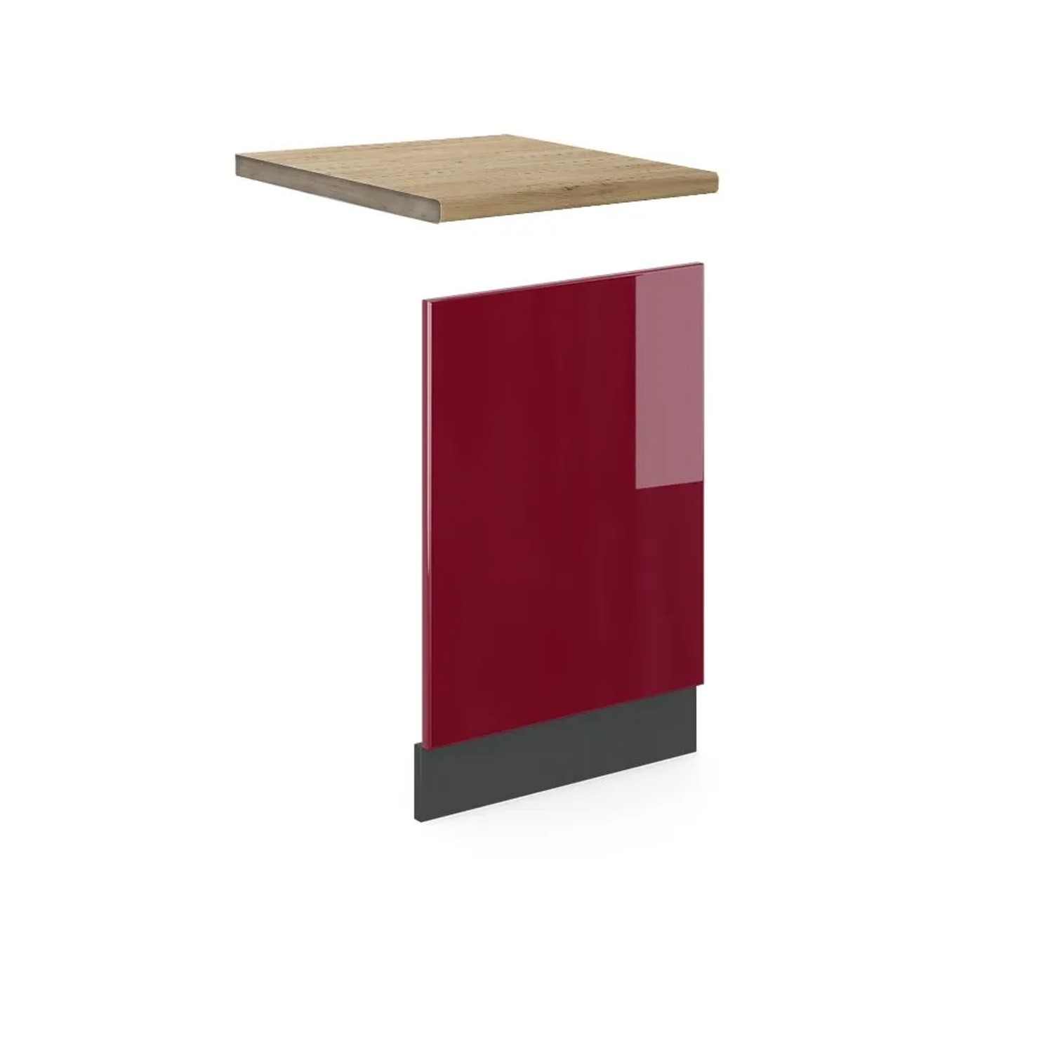 Vicco Frontblende R-Line Geschirrspüler Fronttür Rot Anthrazit 45 cm AP Eiche