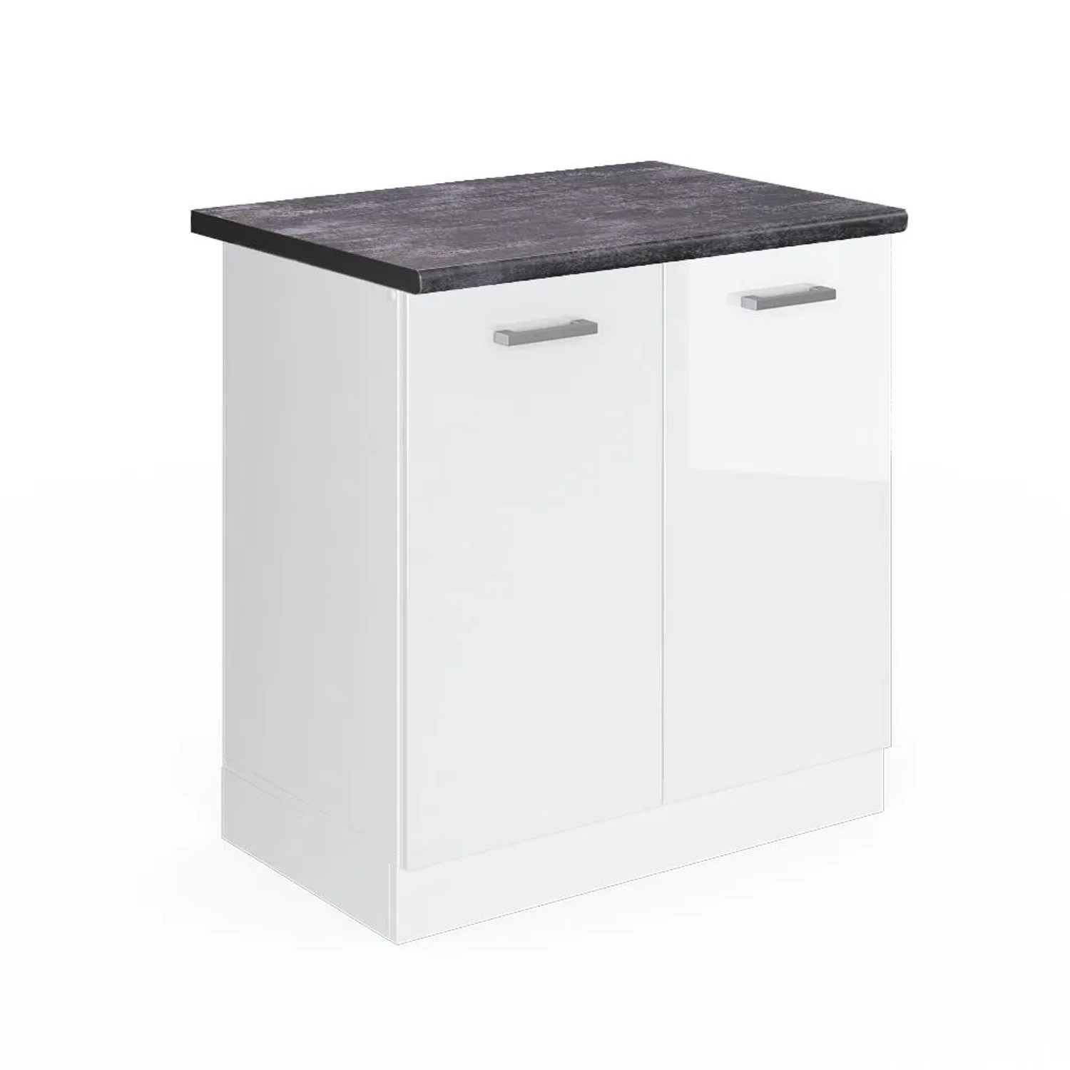 Vicco Spülenunterschrank R-Line Weiß Hochglanz Weiß 80 cm AP Anthrazit