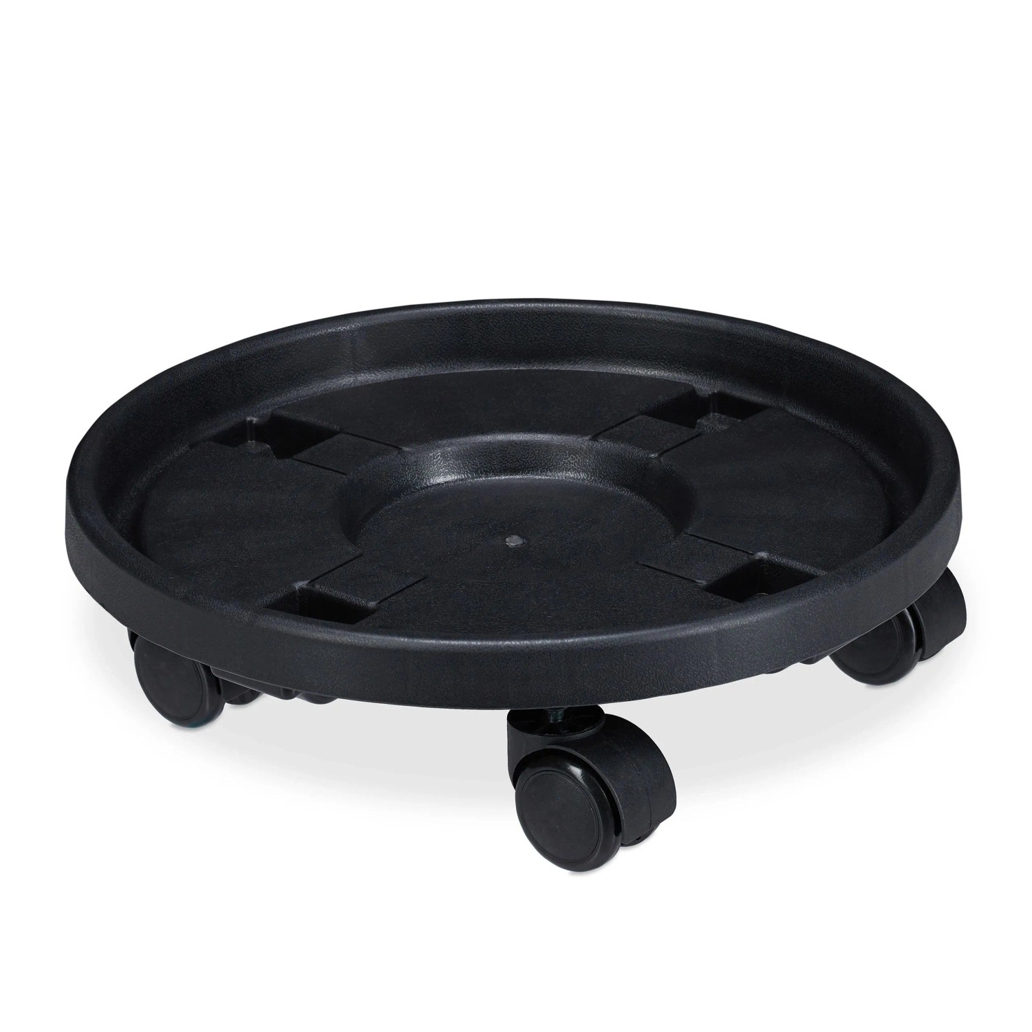 Relaxdays Pflanzenroller Kunststoff Schwarz 2er Set Mit Rollen ø 35,5 cm x 10 cm 660 g