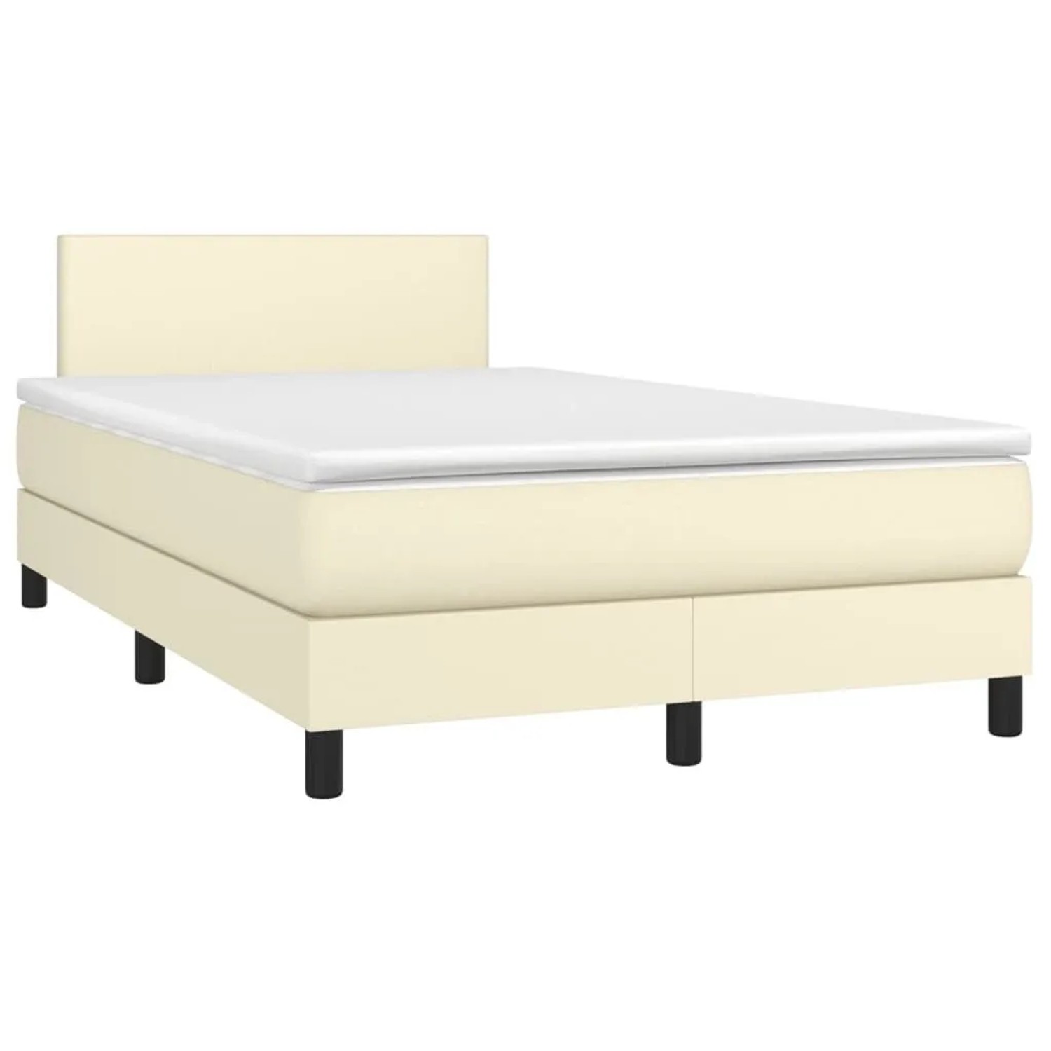 vidaXL Boxspringbett mit Matratze Creme 120x200 cm Kunstleder 3140995