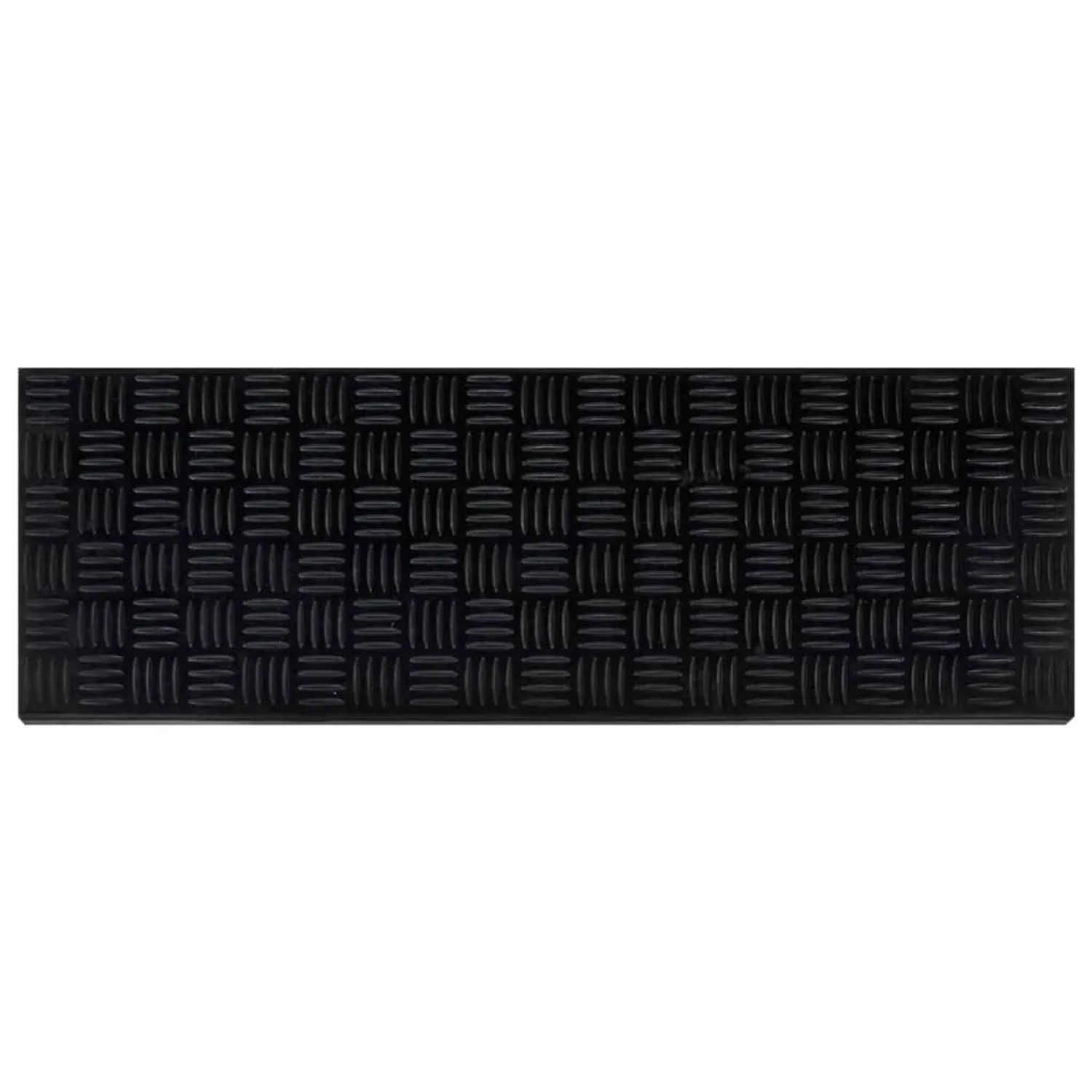 Schwarze Gummi Stufenmatte 25x75 cm mit rutschfester Riffelstruktur. Ideal für sichere Treppenstufen.