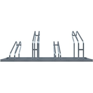Feuerverzinkter Schake Fahrradständer mit 4 Einstellplätzen, 1400 mm lang.