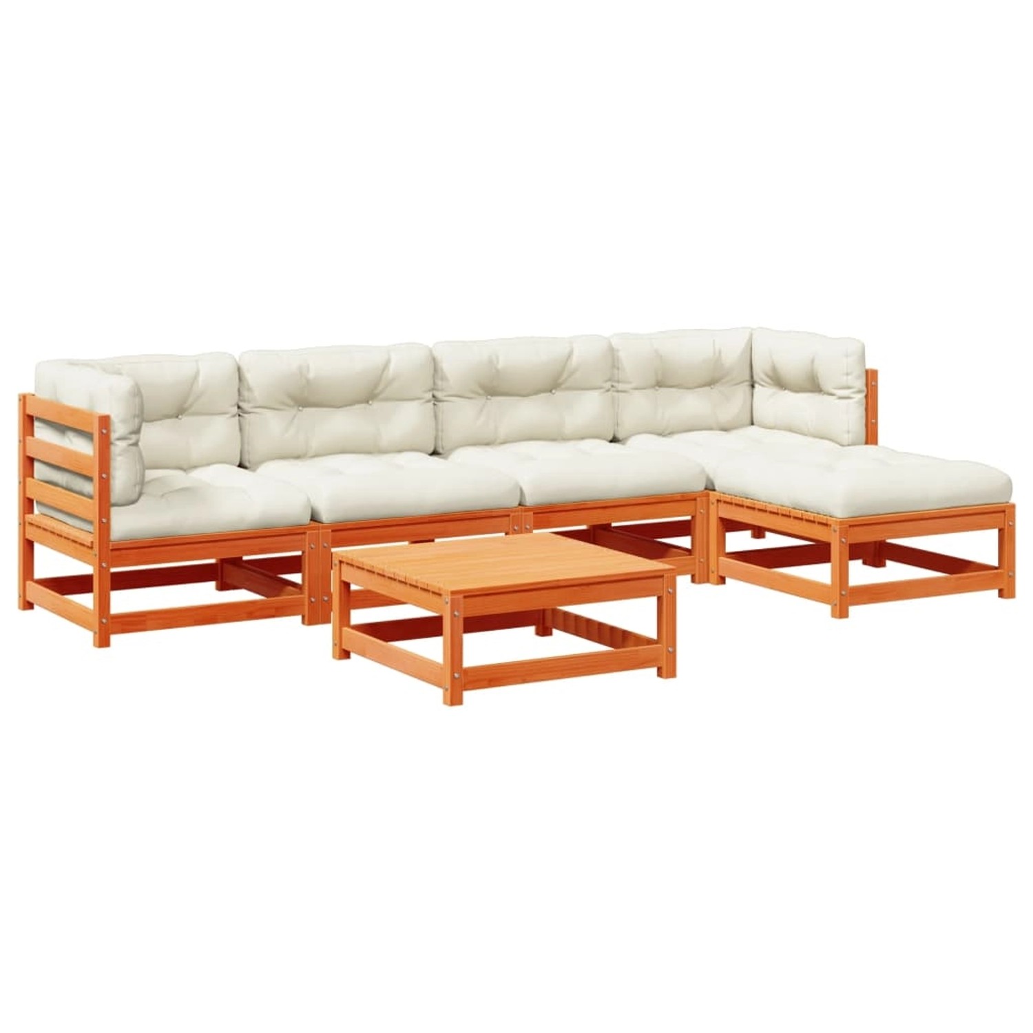 vidaXL 6-Tlg Garten-Sofagarnitur mit Kissen Wachsbraun Kiefernholz 3299402 günstig online kaufen
