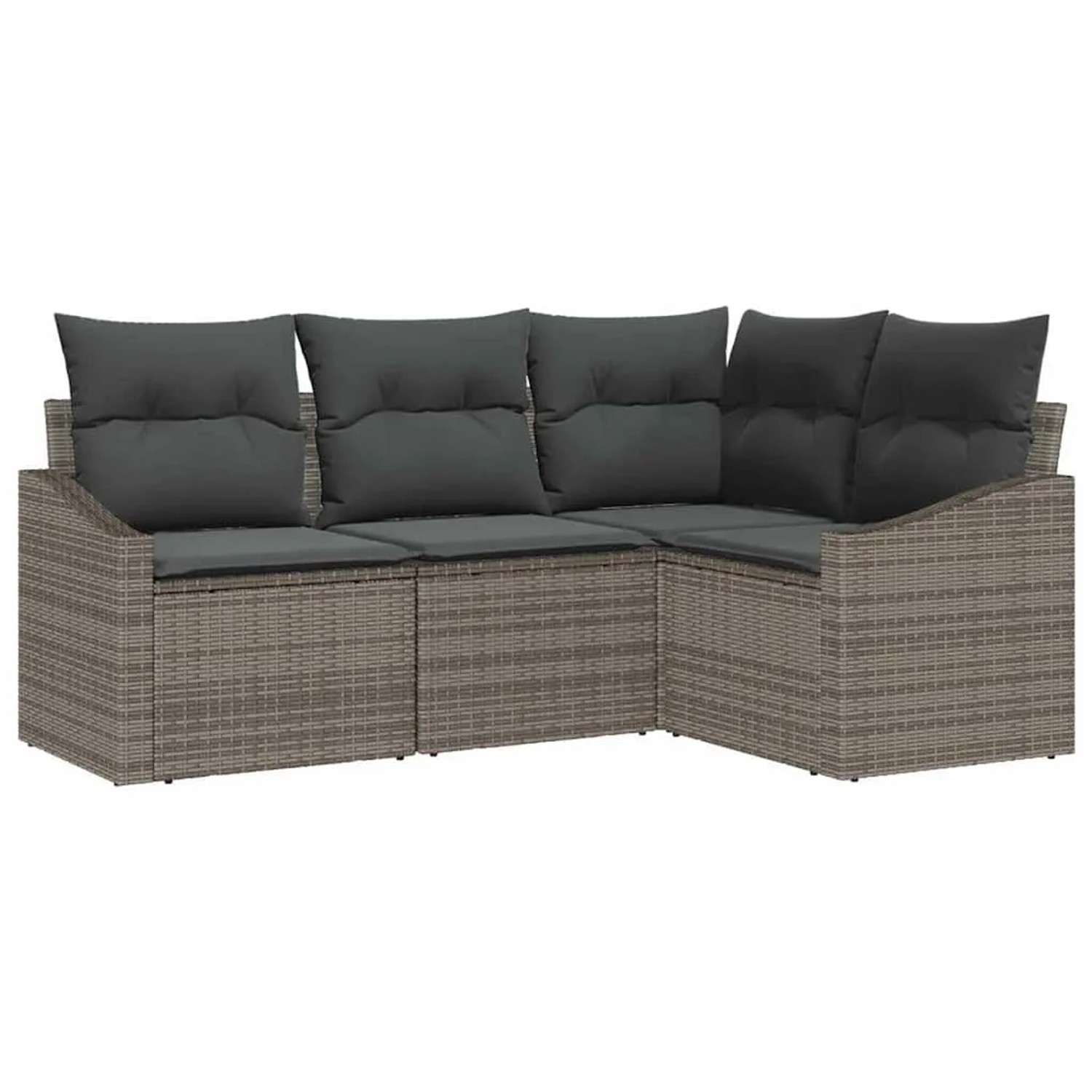 Thumbnail - vidaXL Gartensofa-Set mit Kissen mit Speicher 4 Stk Grau Poly-Rattan 3355368