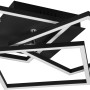 Dimmbare LED-Deckenleuchte Mobile, 28W, schwarz matt, mit verschlungenen, eckigen Leuchtelementen.