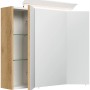 Posseik Spiegelschrank 75 cm Eiche Gold mit LED-Lampe und Glasböden.