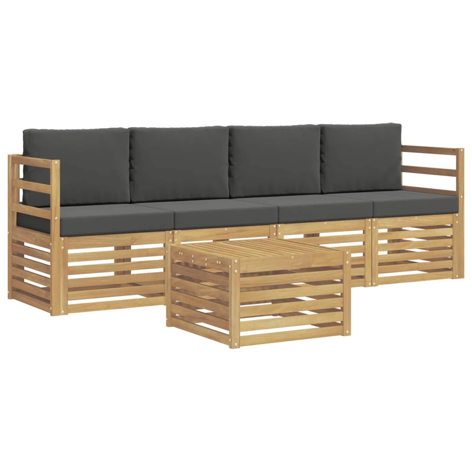 vidaXL Outdoor-Sofagarnitur 5-Tlg Weiß und Anthrazit Polyester 3391337