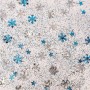 Glitzerkleber Confetti Snow: Blaue und silberne Sterne und Schneeflocken.
