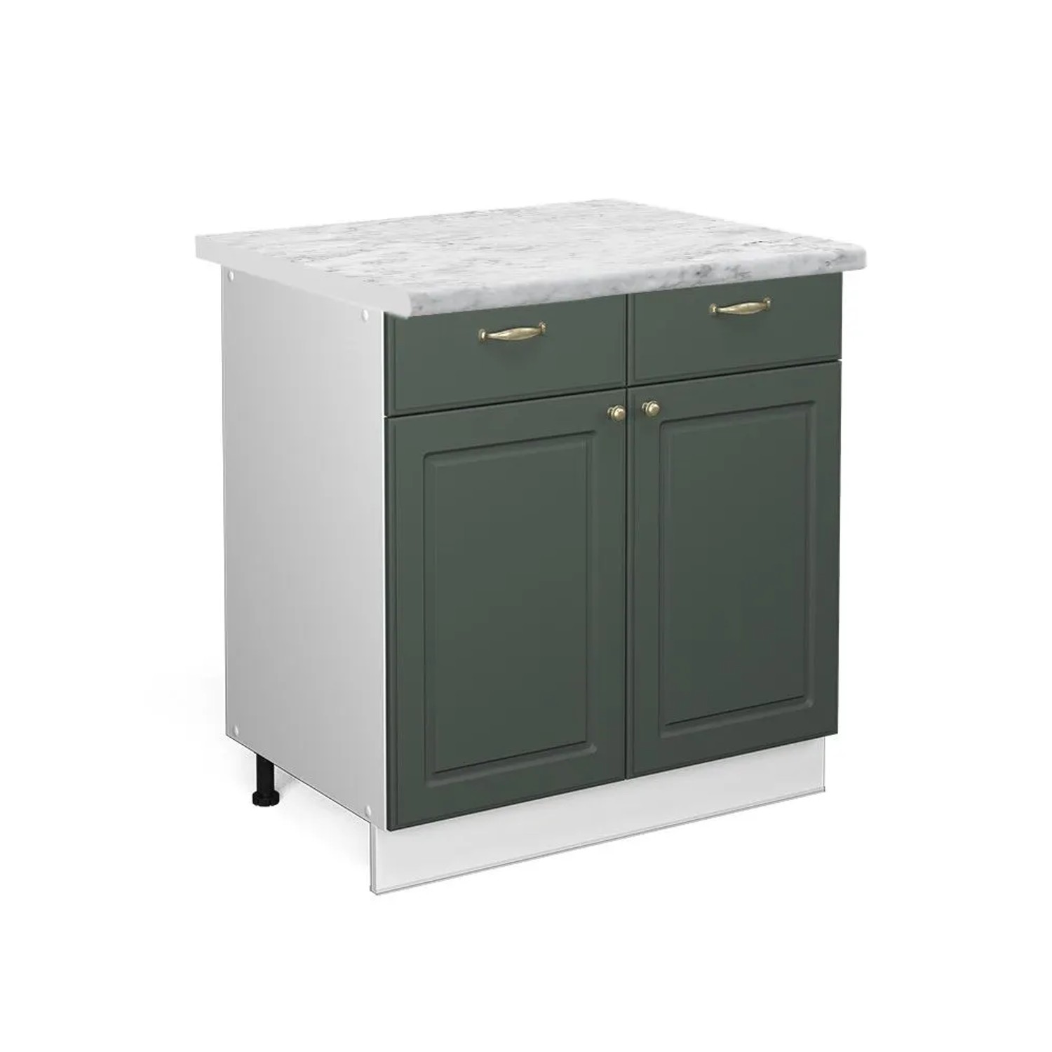 Vicco Küchenunterschrank Fame-Line Grün-Gold Landhaus Weiß 80 cm AP Marmor
