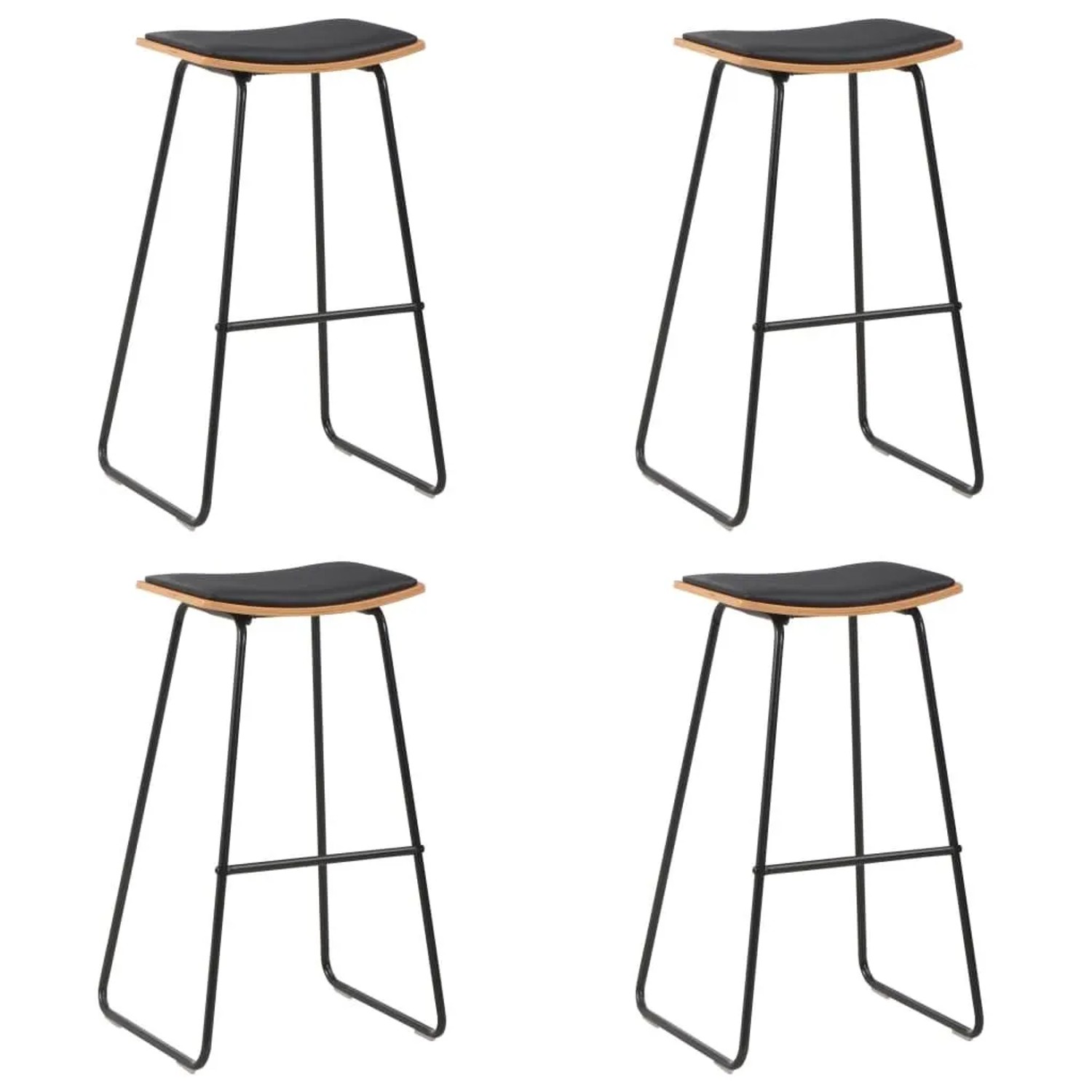 vidaXL Barshocker 4 Stk Schwarz Kunstleder 3054560