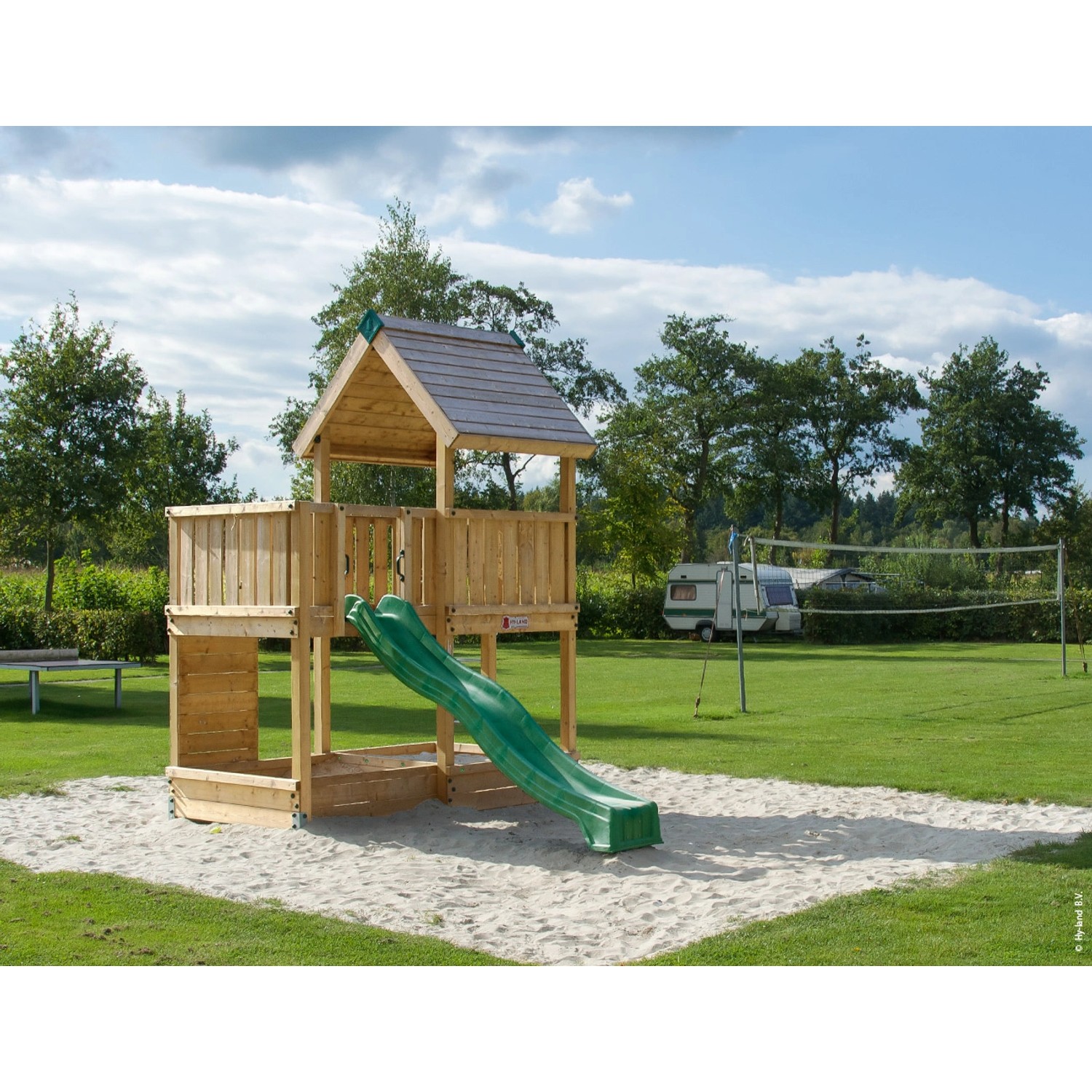 Hy-Land Spielgerät P3 mit Rutsche aus Douglasie für Spielplatz oder Garten.