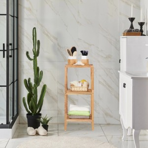 Relaxdays Badregal Walnussholz Natur Freistehend 79 cm x 36 cm x 36 cm 2,9 kg