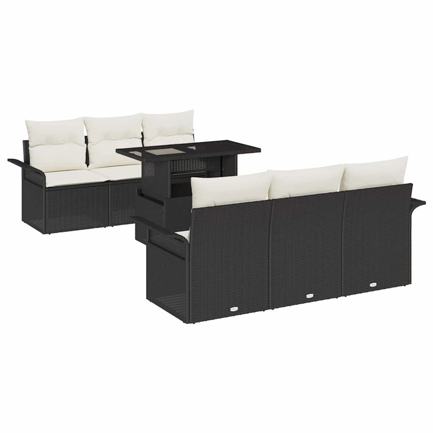 vidaXL Garten-Sofa-Set mit Kissen 7-Tlg Schwarz Poly Rattan 3356940 günstig online kaufen