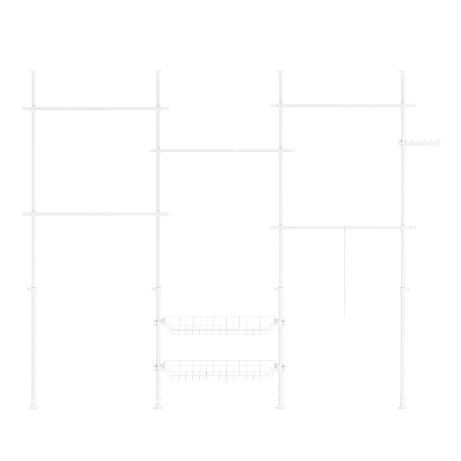 SoBuy Teleskop Kleiderständer mit 5 Kleiderstangen und 2 Körben Garderobens günstig online kaufen