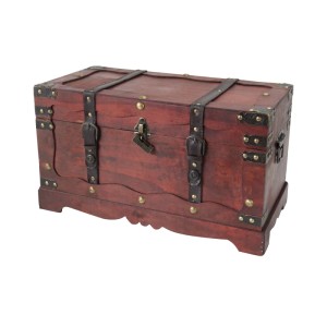 HMF 6400-150 Schatztruhe Schatzkiste Holztruhe Schloss 50 x 25 x 28 cm Frankreich