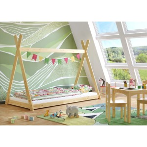 Erst-Holz Kinderbett Spielbett Tipi Bett 90 x 200 cm Kiefer Massiv Modell 27 ohne Zubehör