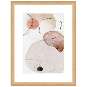 Bilderrahmen H320 aus Holz, Natur-Optik, 30x40 cm, klassischer Stil mit abstraktem Bild.
