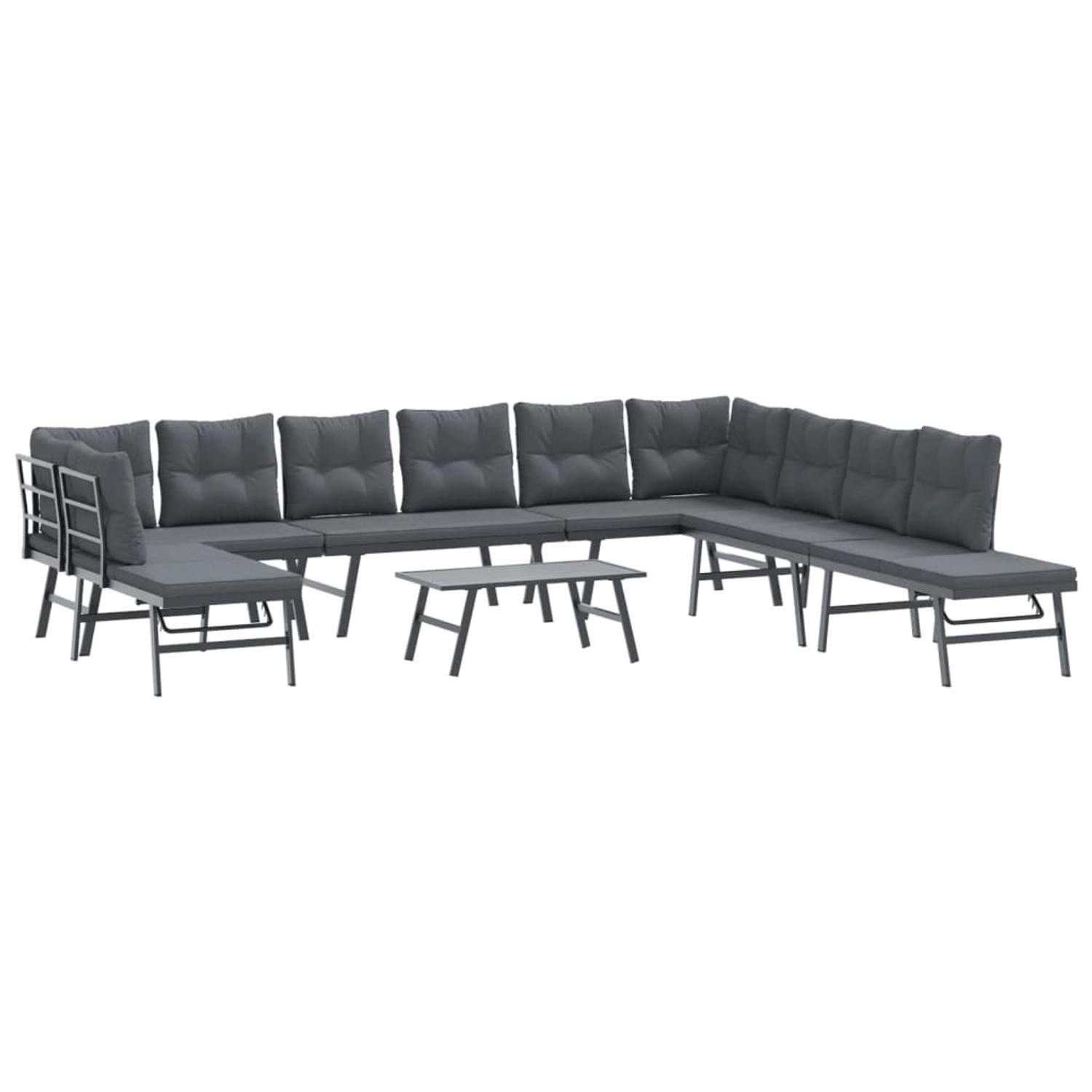 furnicato 6-tlg. Garten-Sitzgruppe mit Kissen Schwarz Stahl günstig online kaufen