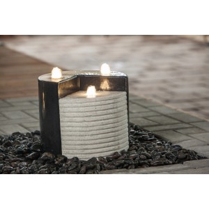 Heissner Gartenbrunnen Gap aus Terrazzo mit LED-Beleuchtung, Komplett-Set.