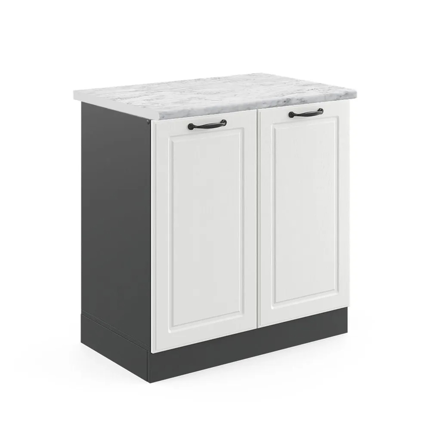 Vicco Spülenunterschrank R-Line Weiß Landhaus Anthrazit 80 cm AP Marmor