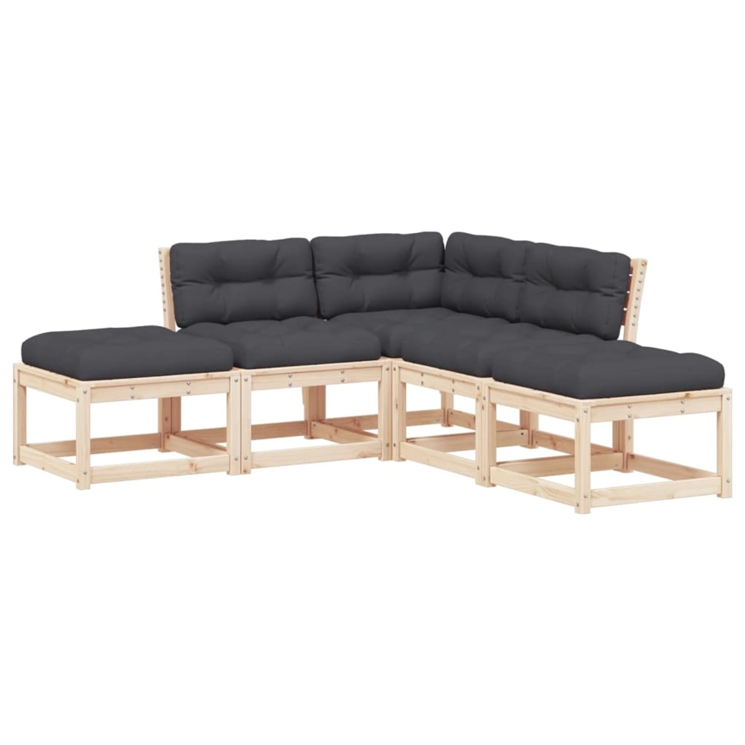 vidaXL 5-tlg Garten-Sofagarnitur mit Kissen Massivholz Kiefer Modell 1 günstig online kaufen