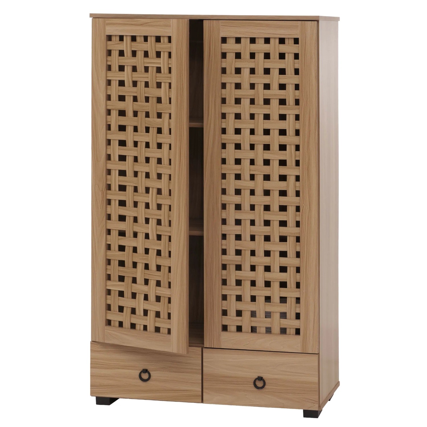 Mcw Schrank N87 3D-Flecht-Design Soft-Close 138x80x36cm Braun