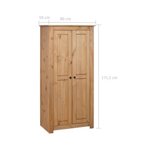 vidaXL Kleiderschrank aus Kiefernholz, Panama Stil, 80x50x171,5 cm. Schrank mit zwei Türen in Naturholz.
