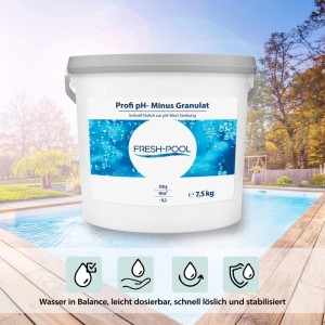 Eimer Fresh-Pool Profi pH Minus Granulat 7,5 kg zur pH-Wert Senkung im Pool.