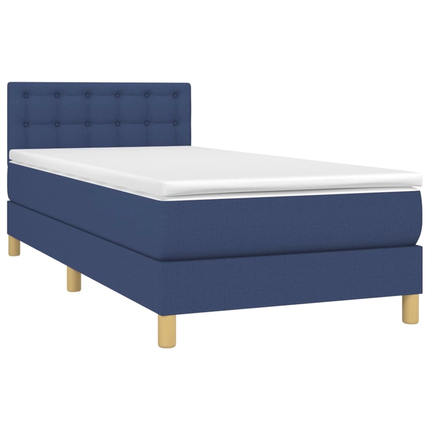 vidaXL Boxspringbett mit Matratze & LED Blau 90x200 cm Stoff 3134011 günstig online kaufen