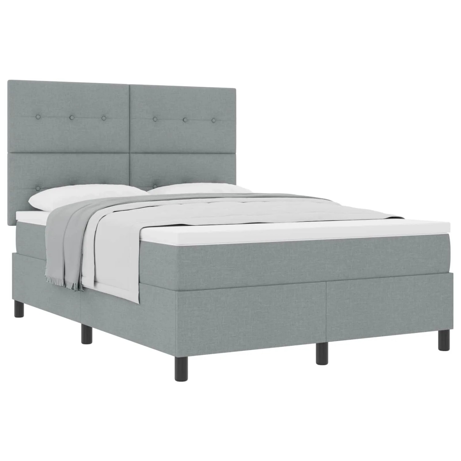 vidaXL Boxspringbett mit Matratze Hellgrau 160 x 200 cm Stoff 3339399